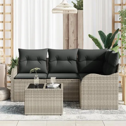 vidaXL Ensemble de canapé de jardin Gris clair polyrotin – 952783 – image 1