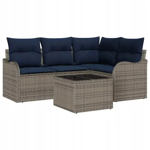 vidaXL Ensemble de canapé de jardin Gris polyrotin – 952813 – image 1