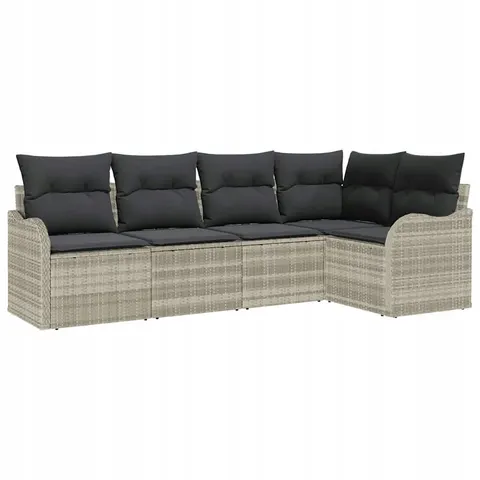 vidaXL Ensemble de canapé de jardin 5 pc Gris clair polyrotin – 952882 – image 1