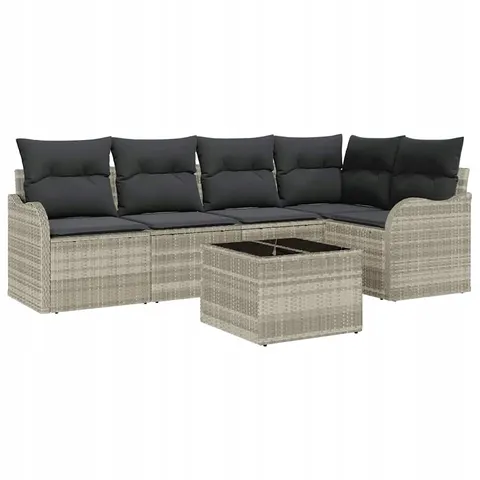 vidaXL Ensemble de canapé de jardin 6 pc Gris clair polyrotin – 952981 – image 1