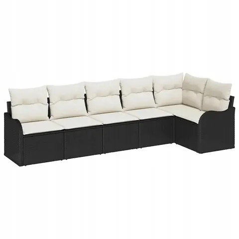 vidaXL Ensemble de canapé de jardin Noir polyrotin – 953032 – image 1