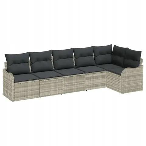 vidaXL Ensemble de canapé de jardin Gris clair polyrotin – 953087 – image 1