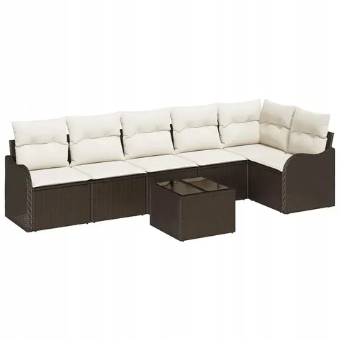 vidaXL Ensemble de canapé de jardin Marron polyrotin – 953148 – image 1