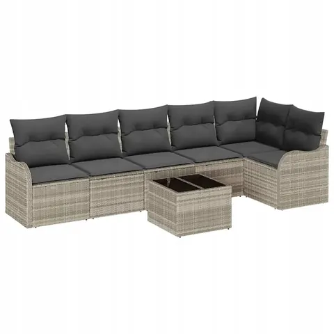 vidaXL Ensemble de canapé de jardin Gris clair polyrotin – 953186 – image 1