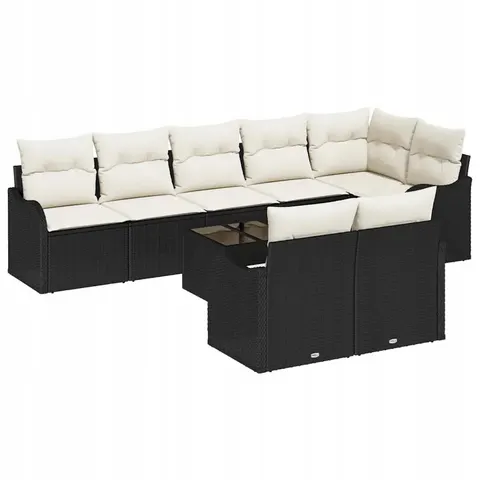 vidaXL Ensemble de canapé de jardin Noir polyrotin – 953438 – image 1