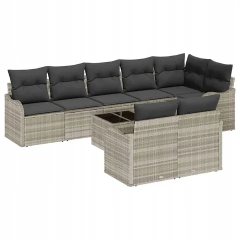 vidaXL Ensemble de canapé de jardin 9 pc Gris clair polyrotin – 953483 – image 1