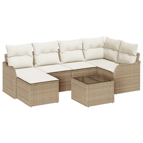 vidaXL Ensemble de canapé de jardin Beige polyrotin – 953674 – image 1