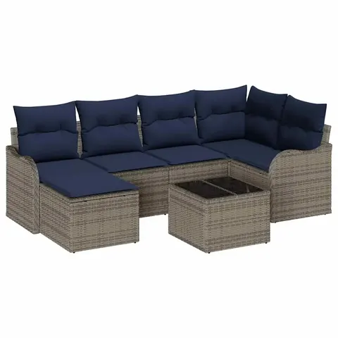 vidaXL Ensemble de canapé de jardin 7 pc Gris polyrotin – 953711 – image 1