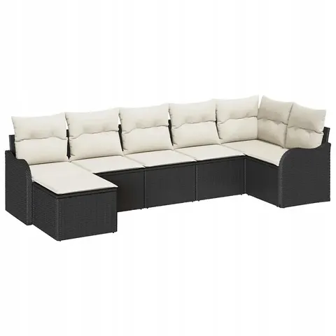 vidaXL Ensemble de canapé de jardin Noir polyrotin – 953735 – image 1
