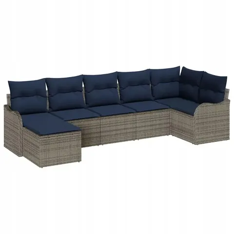 vidaXL Ensemble de canapé de jardin 7 pc Gris polyrotin – 953810 – image 1