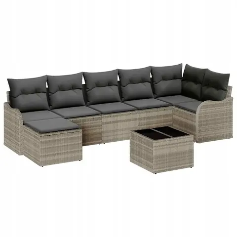 vidaXL Ensemble de canapé de jardin Gris clair polyrotin – 953889 – image 1