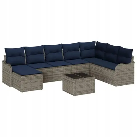 vidaXL Ensemble de canapé de jardin Gris polyrotin – 954213 – image 1