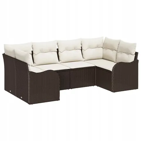vidaXL Ensemble de canapé de jardin 6 pc Marron polyrotin – 954244 – image 1