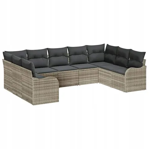 vidaXL Ensemble de canapé de jardin 9 pc Gris clair polyrotin – 954480 – image 1
