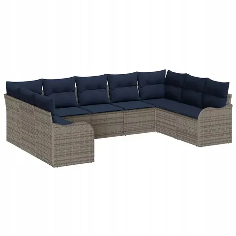 vidaXL Ensemble de canapé de jardin Gris polyrotin – 954510 – image 1
