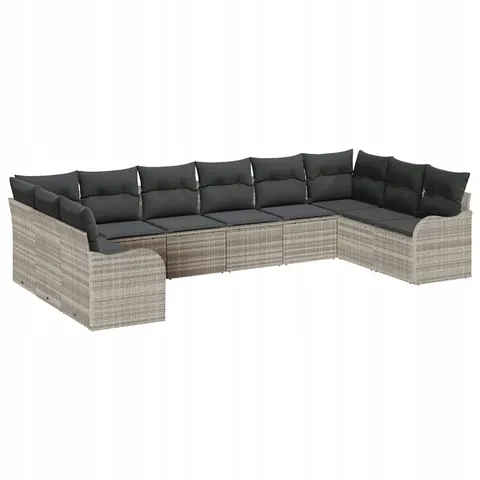 vidaXL Ensemble de canapé de jardin 10 pc Gris clair – 954688 – image 1
