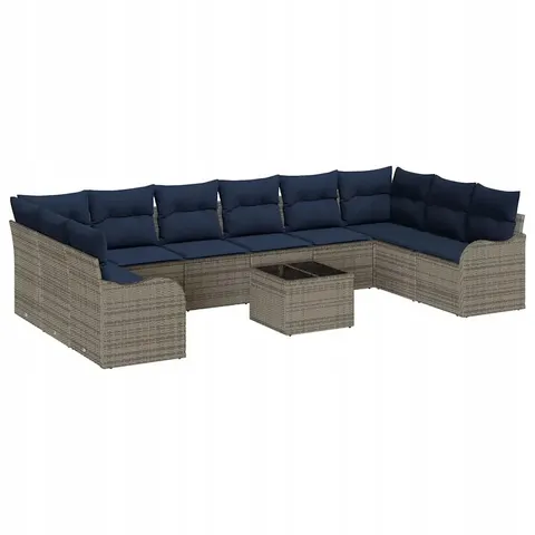 vidaXL Ensemble de Canapés 11 pc Gris Polyester – image 1
