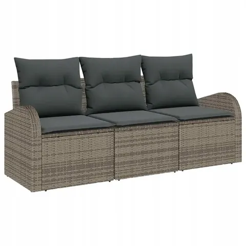 vidaXL Ensemble de canapé de jardin Gris polyrotin – 954855 – image 1