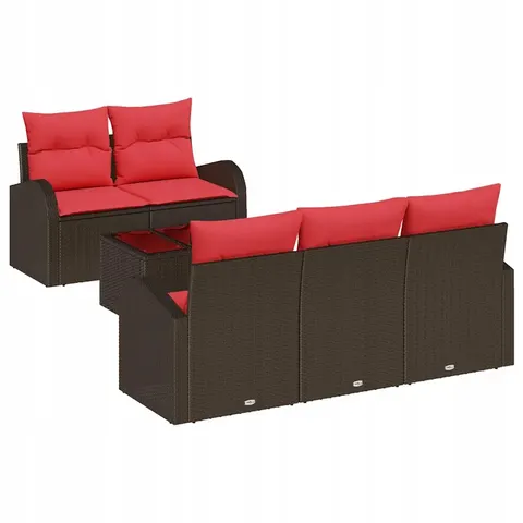 vidaXL Ensemble de Canapés 6 pc 5 place Marron Polyester – image 1