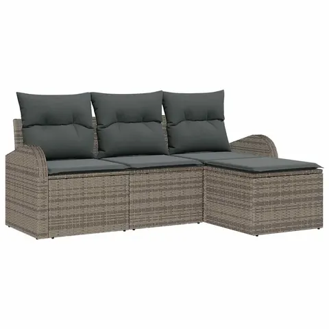 vidaXL Ensemble de canapé de jardin Gris polyrotin – 955753 – image 1