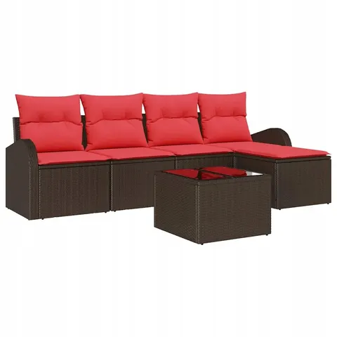 vidaXL Ensemble de canapé de jardin Marron polyrotin – 956002 – image 1