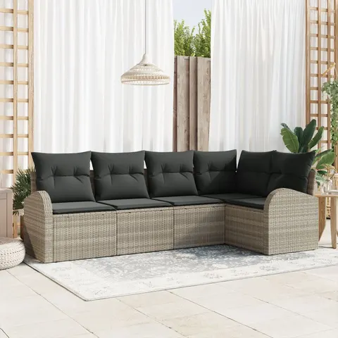 vidaXL Ensemble de Canapés avec coussin Gris clair Polyester – 956286 – image 1