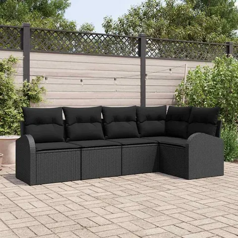 vidaXL Ensemble de Canapés avec coussin Noir Polyester – 956293 – image 1