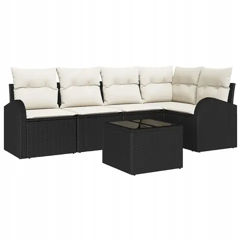 vidaXL Ensemble de Canapés avec coussin Noir Polyester – 956330 – image 1