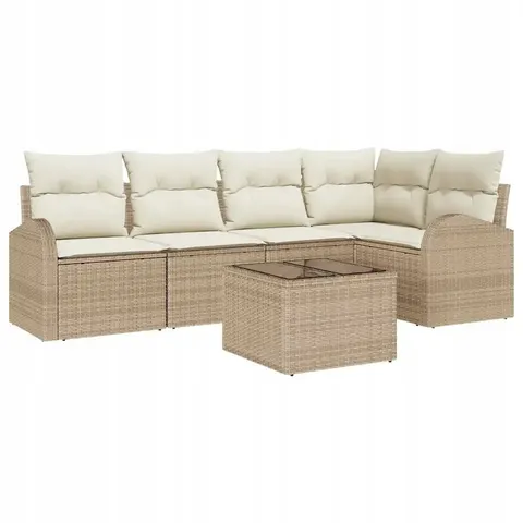 vidaXL Ensemble de Canapés avec coussin Beige Polyester – image 1