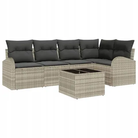 vidaXL Ensemble de Canapés 6 pc Gris clair Polyester – image 1