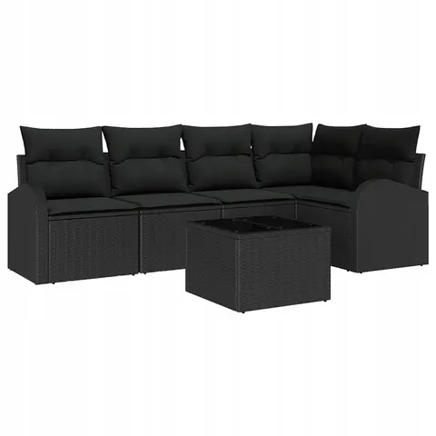 vidaXL Ensemble de Canapés avec coussin Noir Polyester – 956392 – image 1