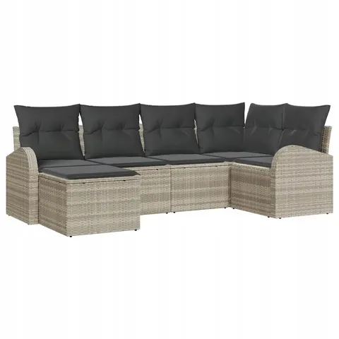 vidaXL Ensemble de canapé de jardin 6 pc Gris clair polyrotin – 956989 – image 1