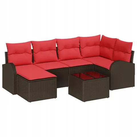 vidaXL Ensemble de canapé de jardin 7 pc Marron – 957108 – image 1