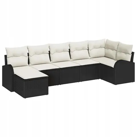 vidaXL Ensemble de canapé de jardin 7 pc Noir – 957139 – image 1