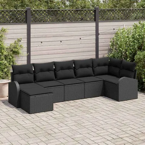 vidaXL Ensemble de canapé de jardin 7 pc Noir – 957191 – image 1