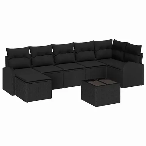 vidaXL Ensemble de canapé de jardin 8 pc Noir – 957290 – image 1