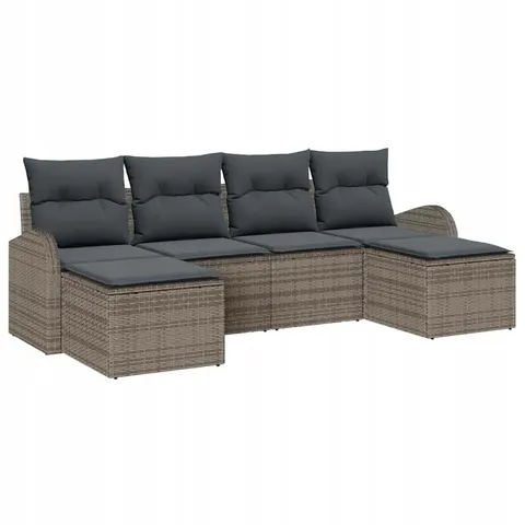 vidaXL Ensemble de canapé de jardin 6 pc Gris – 957351 – image 1