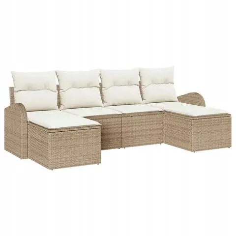 vidaXL Ensemble de canapé de jardin 6 pc Beige – 957375 – image 1