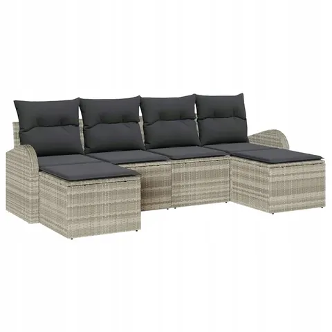 vidaXL Ensemble de canapé de jardin 6 pc Gris clair – 957382 – image 1