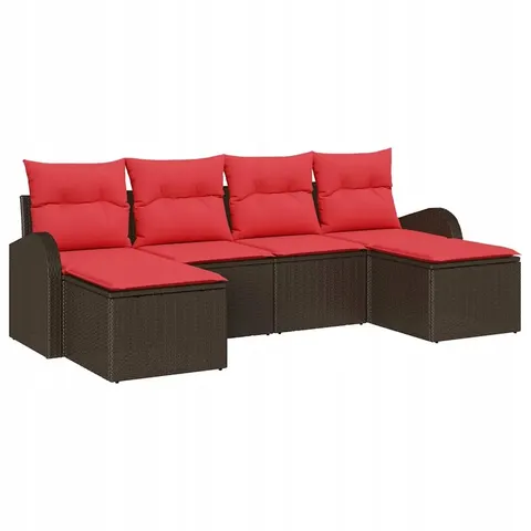 vidaXL Ensemble de canapé de jardin 6 pc Marron – 957405 – image 1