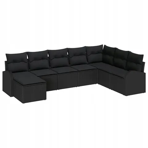 vidaXL Ensemble de canapé de jardin 8 pc Noir – 957498 – image 1