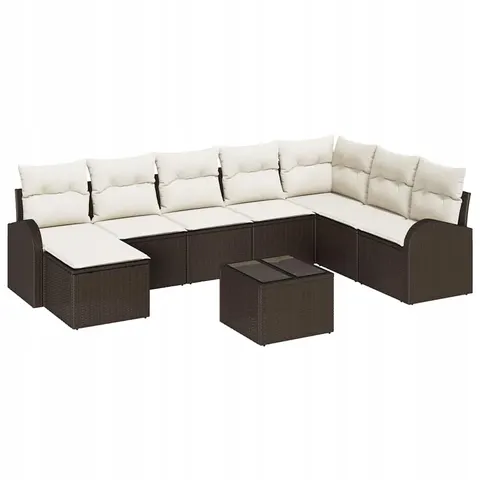 vidaXL Ensemble de canapé de jardin 9 pc Marron – 957542 – image 1