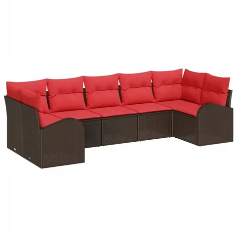 vidaXL Ensemble de canapé de jardin 7 pc Marron – 957801 – image 1