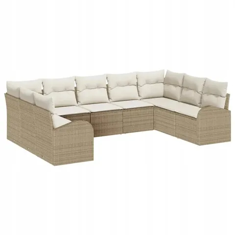vidaXL Ensemble de Canapés 9 pc 9 place Beige polyrotin – 957870 – image 1