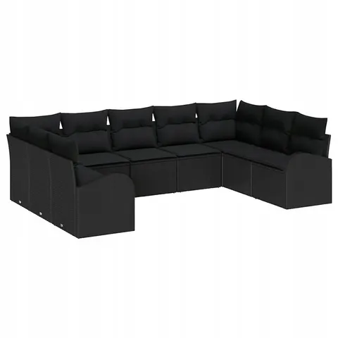 vidaXL Ensemble de Canapés 9 place Noir polyrotin – image 1