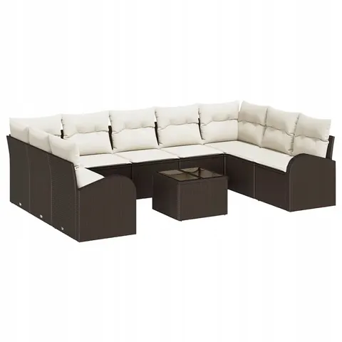 vidaXL Ensemble de Canapés 10 pc 9 place Marron polyrotin – image 1