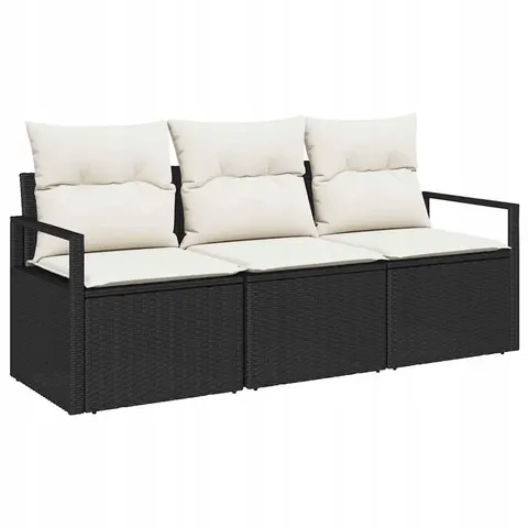 Zestaw Sof 3 pcs Czarny polirattan vidaXL – zdjęcie 1