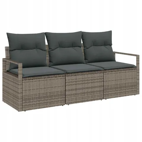 vidaXL Ensemble de Canapés 3 pc Gris polyrotin – image 1