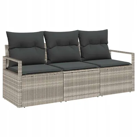vidaXL Ensemble de Canapés 3 pc Gris clair polyrotin – image 1