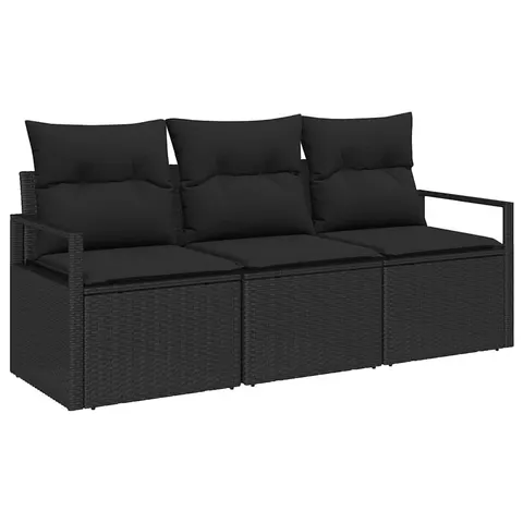 vidaXL Ensemble de Canapés 3 pc Noir polyrotin – 958297 – image 1